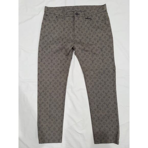 Louis Vuitton DL0 Monogram Slim Jeans All Over Logo Grey Denim Classic Pants 34 - Picture 3 of 15